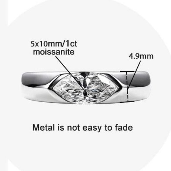 Certified 1ct. t.w. Moissanite Diamond Marquis Cut Wedding Band Ring NEW - Picture 9 of 12
